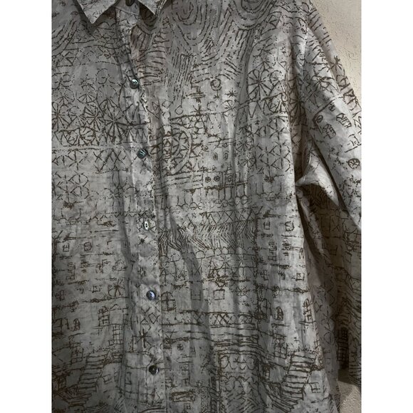 Chico's Womens Printed Button-Up Shirt Top Size 3 Lightweight 3/4 Sleeve Casual - Picture 2 of 9